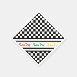 Ready 4 Race Day Classic Racing Check Black White Napkin