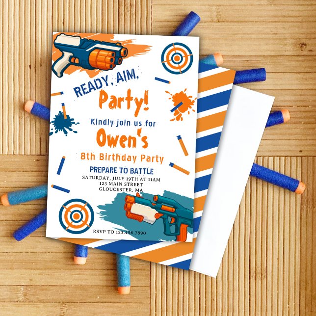 Ready, Aim, Party! Dart | Nerf Gun Themed Birthday Invitation (Creator Uploaded)