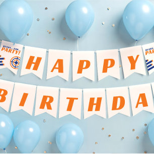 Ready, Aim, Party! Happy Birthday Decor Bunting Flags