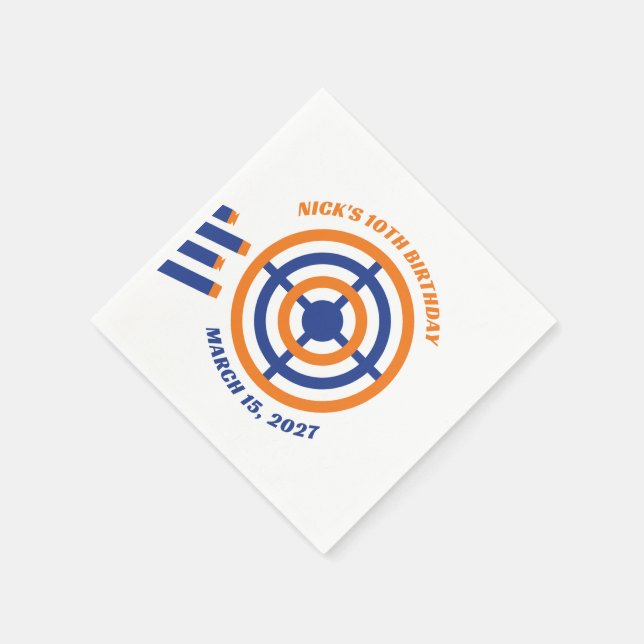 Ready, Aim, Party! Nerf Gun Themed Birthday Party Napkin (Corner)