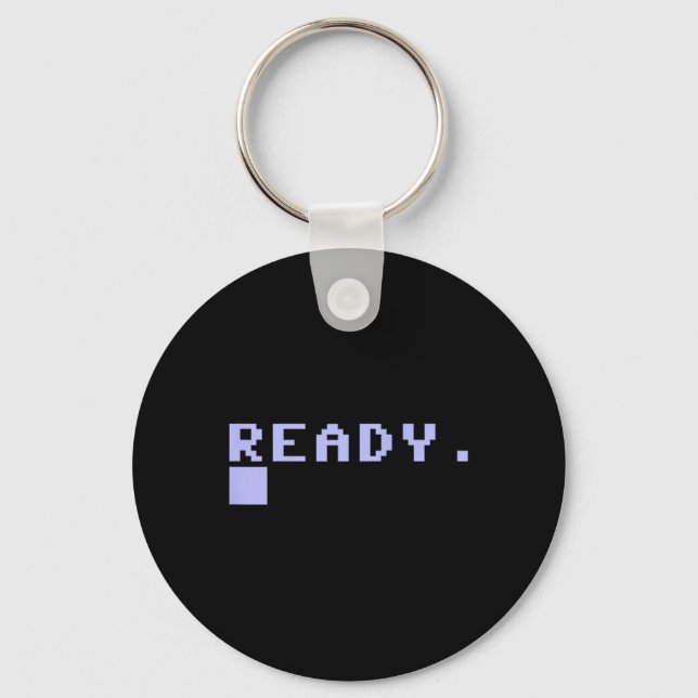 Ready C64 Home Computer 80's Retro Gamer Coder Mem Keychain (Front)