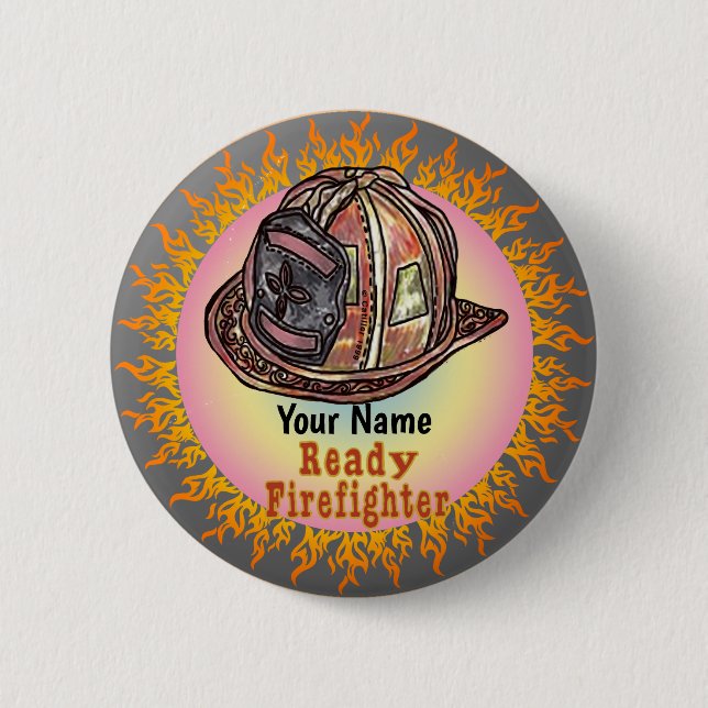 Ready Firefighter  2 Inch Round Button (Front)