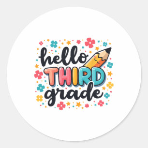 Ready For 3rd Grade Ck To School Clothing Classic Round Sticker