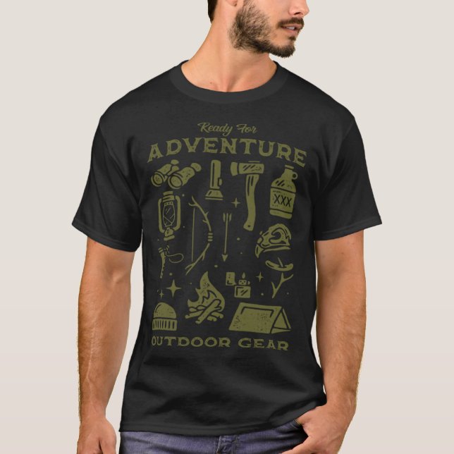 Ready For Adventure Outdoor Gear Camping Elements  T-Shirt (Front)