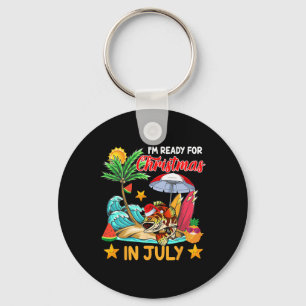 Ready For Christmas In July Cute Santa Grouper Fis Keychain