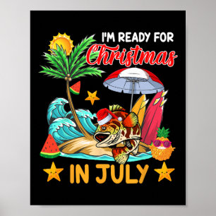 Ready For Christmas In July Cute Santa Grouper Fis Poster