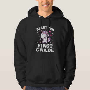 Ready For First Grade Unicorn Dabbing Girls Back T Hoodie
