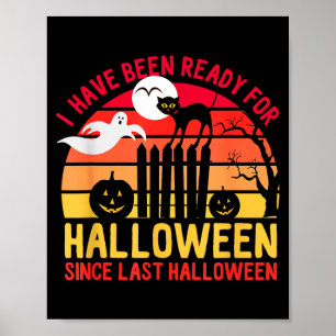 Ready for halloween cat ghost pumpkins poster