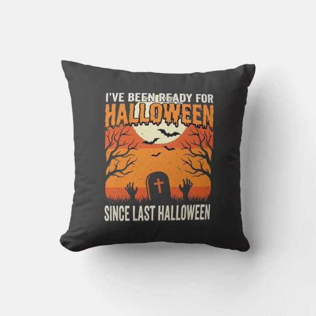 Ready For Halloween Graveyard Design_1 Throw Pillow (Front)