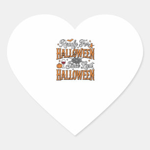 Ready For Halloween Vintage Engraving Shirt Design Heart Sticker