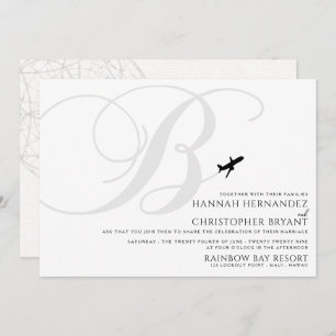 Ready for Take Off B Initial Wedding Invitation