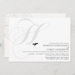 Ready for Take Off H Initial Wedding Invitation