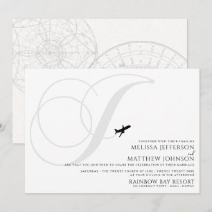 Ready for Take Off J Initial Wedding Invitation