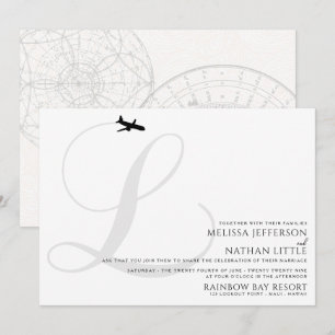 Ready for Take Off L Initial Wedding Invitation