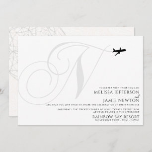 Ready for Take Off N Initial Wedding Invitation