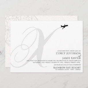 Ready for Take Off X Initial Wedding Invitation