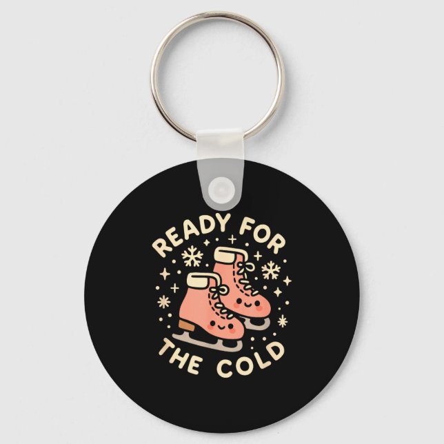 Ready For The Cold Funny Cute Ice Skates  Keychain (Front)