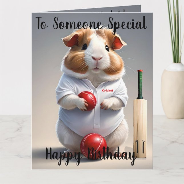 Ready For The Pitch, Guinea Pig Cricketer Card (Front)