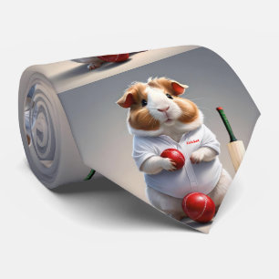 Ready for the Pitch: Guinea Pig in Cricket Gear, Tie