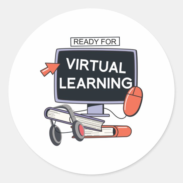 Ready for virtual learning classic round sticker (Front)
