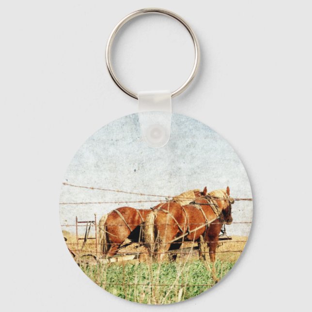 Ready For Work, Two Draught Horses Keychain (Front)