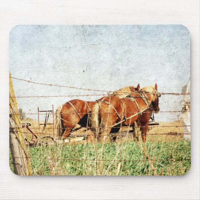 Ready For Work, Two Draught   Horses Mouse Pad (Front)