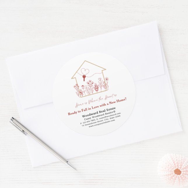 Ready in Love with a New Home? | Real Estate Promo Classic Round Sticker (Envelope)