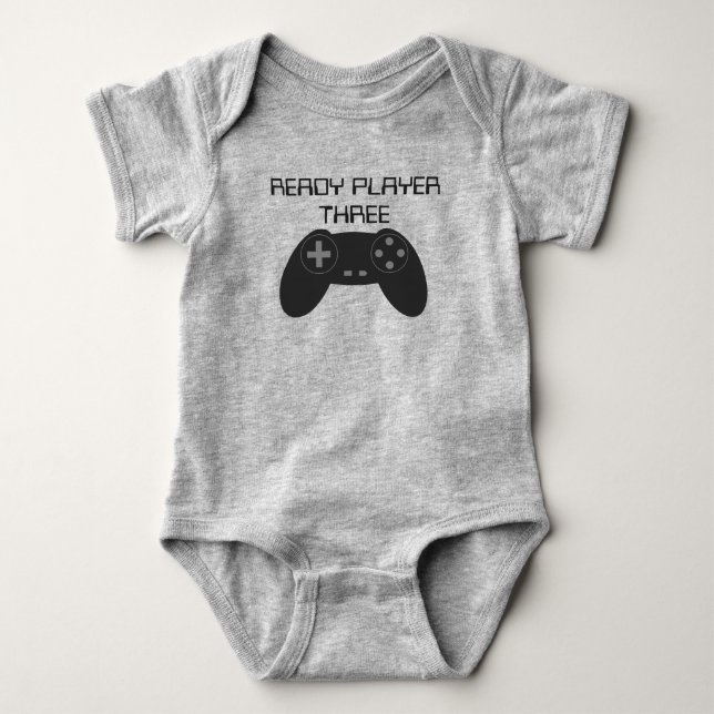 READY PLAYER THREE Gamer Baby Bodysuit (Front)