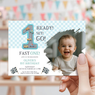 Ready Set Go 1st Birthday Invitation
