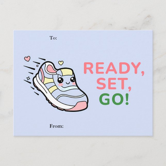 Ready, Set, Go! Cute Classroom Valentine Card (Front)