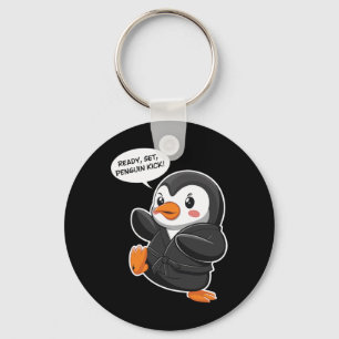Ready Set Penguin Kick Martial Art Karate Cute Pen Keychain