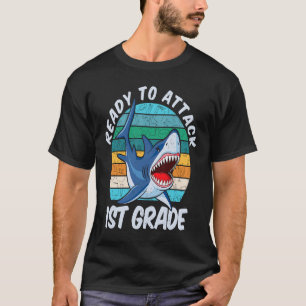 Ready To Attack 1st Grade Shark Back to School T-Shirt