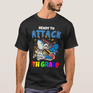 Ready To Attack 7th Grade Boys Shark   Back To Sch T-Shirt