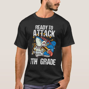 Ready To Attack 7th Grade Boys Shark Back To Sch T-Shirt