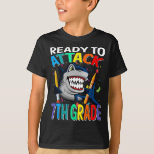 Ready To Attack 7th Grade Shark Back To School T-Shirt