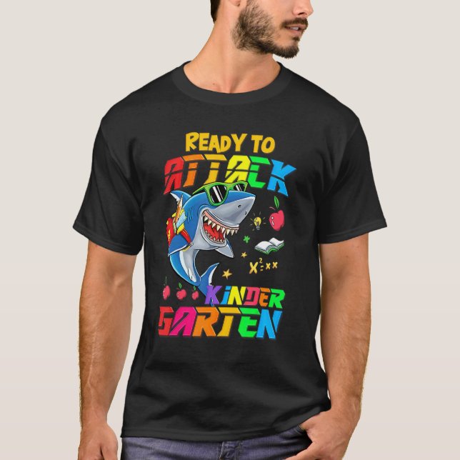 Ready To Attack Kindergarten Shark Back To School  T-Shirt (Front)