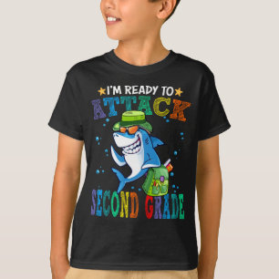 Ready To Attack Second Grade Shark Back School  T-Shirt