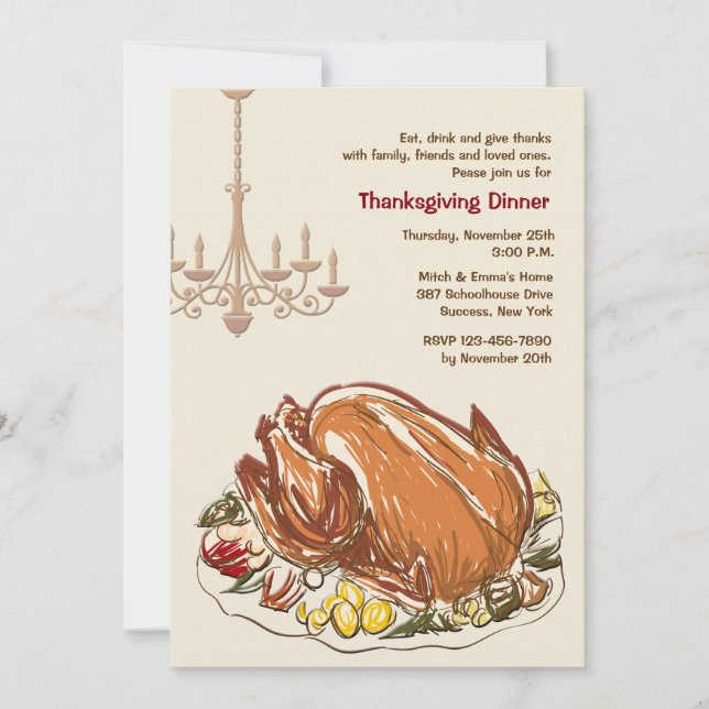 Ready To Be Carved Thanksgiving Dinner Invitation (Front)
