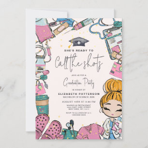 Ready to Call Shots Nurse Graduation Party Invitation