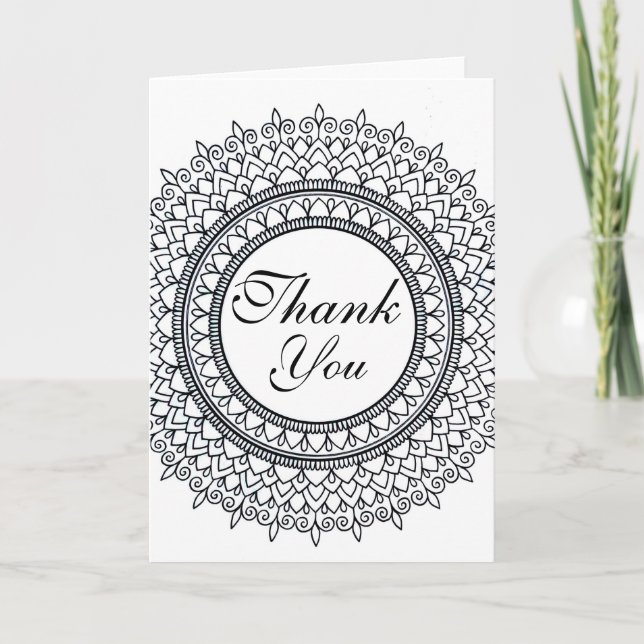 Ready To Colour Mandala Pattern Thank You Card (Front)