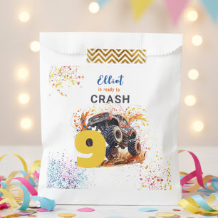 Ready to crash monster truck birthday favour bag