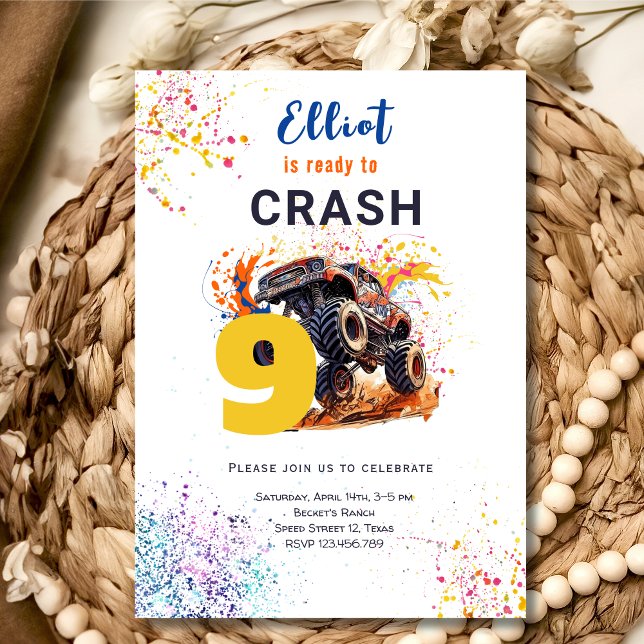 Ready to crash monster truck birthday invitation (Creator Uploaded)