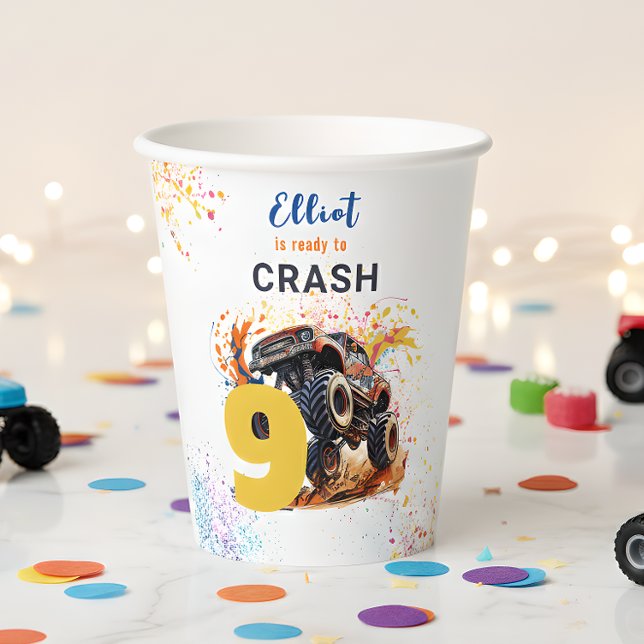 Ready to crash monster truck birthday paper cups (Creator Uploaded)