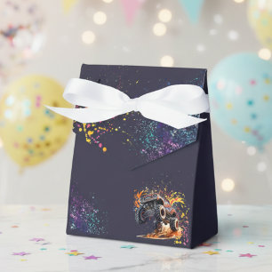Ready to crash monster truck dark birthday favor box