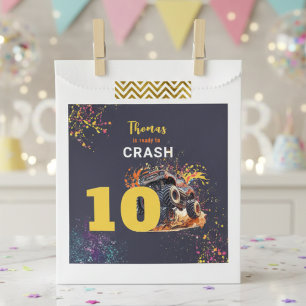 Ready to crash monster truck dark birthday favour bag