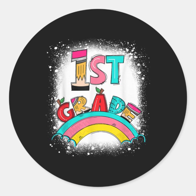 Ready To Crush 1st Grade Back To School Rainbow Ki Classic Round Sticker (Front)