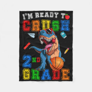Ready To Crush 2nd Grade Dinosaur Sketll Ck To Sch Fleece Blanket