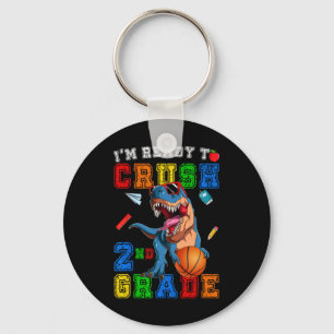 Ready To Crush 2nd Grade Dinosaur Sketll Ck To Sch Keychain