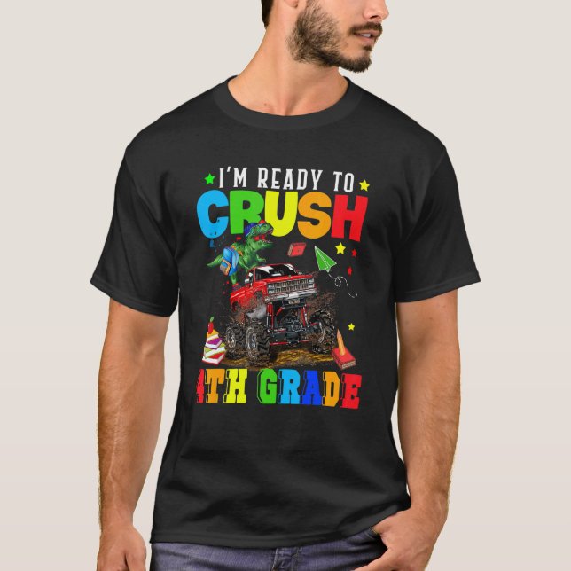 Ready To Crush 4th Grade Rex Sunglasses On Monster T-Shirt (Front)