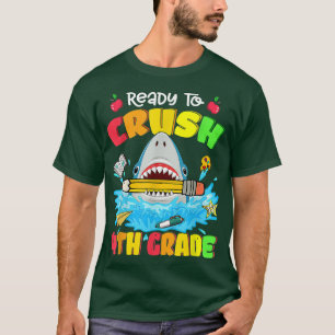 Ready To Crush 4th Grade Shark Pencil Boys Back To T-Shirt